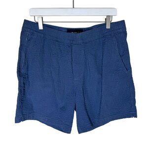Abercrombie & Fitch Blue Cotton Seer Sucker Drawstring Shorts, 6" Inseam, Large